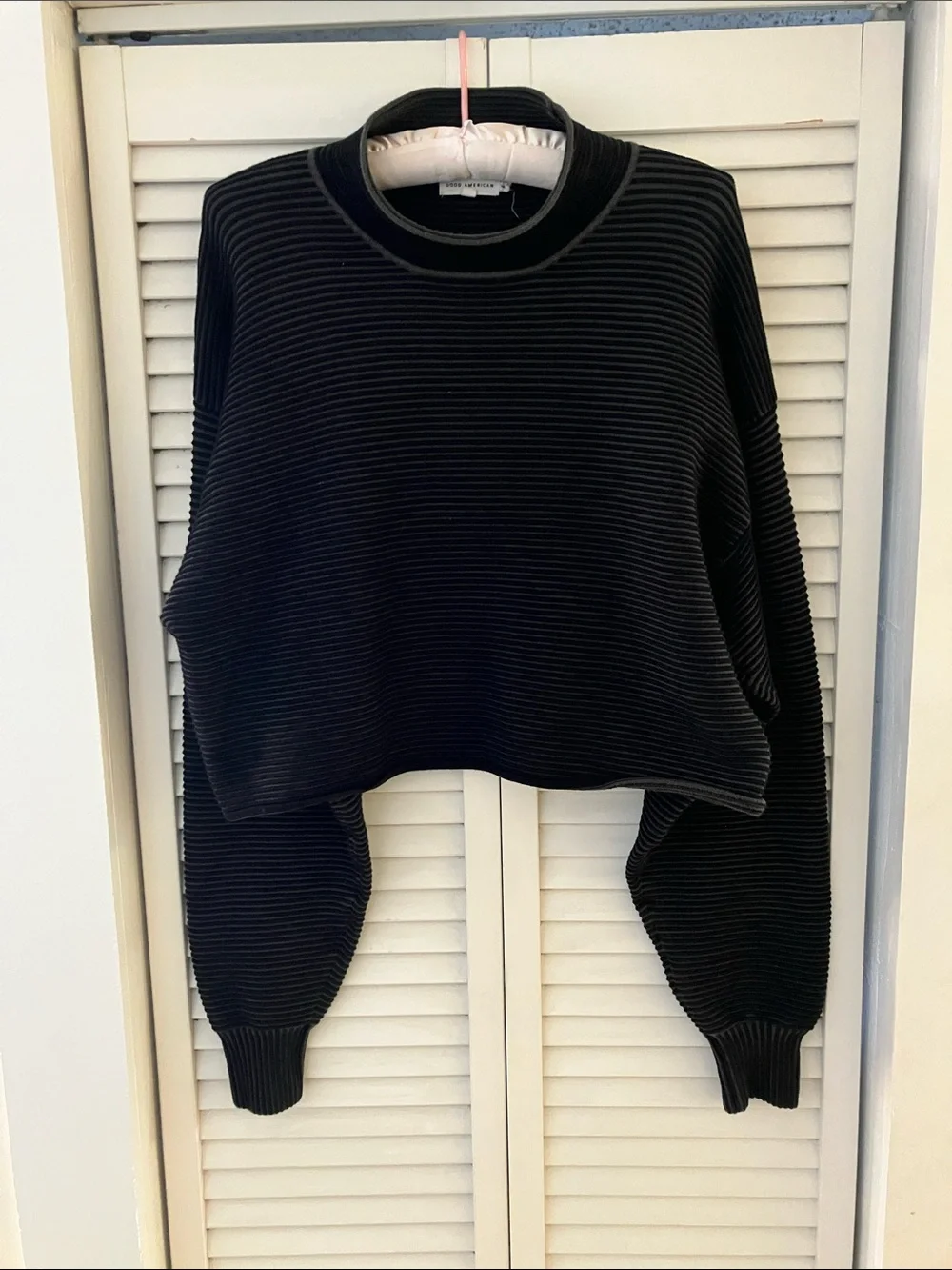 Good American Heavy Ribbed Boxy Mockneck Long Sleeve Top Size 3